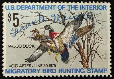 U.S. Used Stamp Scott #RW41 $5 Federal Duck Hunting. Fine - Very Fine. Choice! - Image 1 of 2