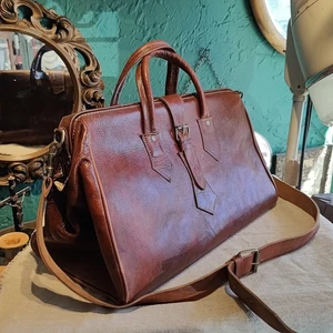 Antiguo kit Gladstone de cuero marrón vintage en muy buena condición bolso de fin de semana para todos los médicos - Imagen 1 de 20
