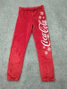 Coca Cola flauschige Schlafhose Damen klein rot Jogginghose Weihnachten Urlaub Schneeflocke - Bild 1 von 9