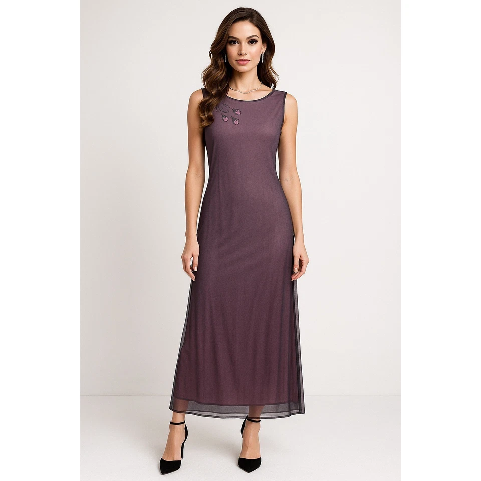 Maxi Vestido Y2K Rampage Mujer M Púrpura Negro Micro Malla Capricho Coqueta Gótico Foto 1 de 4