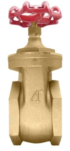 4" Brass Gate Valve - 200WOG, FxF NPT - Picture 1 of 5