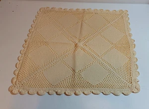 Vintage ausgefallener handgefertigter gehäkelter Kissenbezug, hell ecru, 12” x 13” - Bild 1 von 6