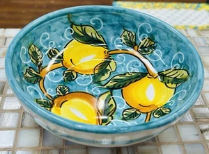 Sorrento Lemon Pattern 7 Inch Bowl Made/Painted by hand-Italy - Picture 1 of 5