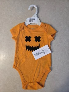 10 Threads Halloween Orange Jack-o-Lantern One Piece Shirt / Top Size 0-3 Months - Picture 1 of 2