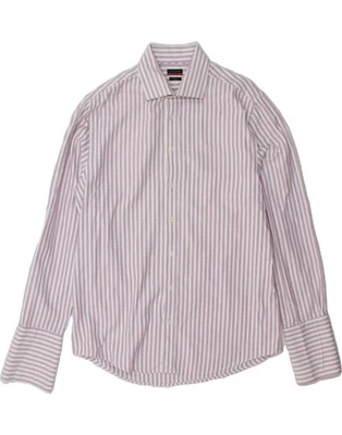 Camisa PIERRE CARDIN Para Hombre Talla 16 Grande Púrpura Rayas Algodón KR05 Foto 1 de 3