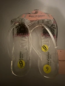Juicy Couture Thongs Shoes Beach JC Spain Crystal Bows Jelly’s Size 9 New Tags - Picture 1 of 11