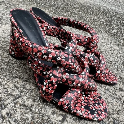 Sandalia para mujer Rebecca Minkoff talla 8 M con estampado floral Amandine tacón bloque deslizable Foto 1 de 4