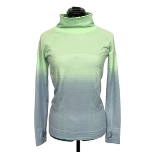 Ivivva Girls Turtleneck Sz 14 Blue Green Ombre Fly Tech Mock Neck Thumb Holes - Picture 1 of 9