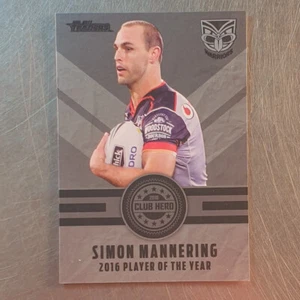 2017 NRL Traders Club Hero 2016 Player of the Year Card Simon Mannering Warriors - Picture 1 of 2