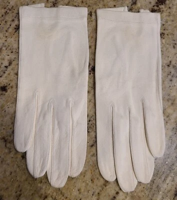 Vintage Size S Ivory White Suede Leather 8" Formal Gloves Lavable - Image 1 of 4