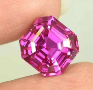 Piedra preciosa suelta natural AAA extremadamente rara zafiro rosa corte Asscher 9,23 quilates - Imagen 1 de 5