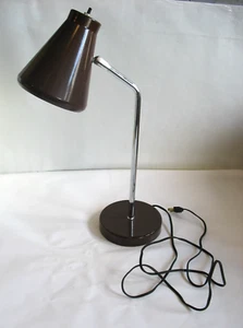 Vtg Brown shade silvertone metal desk table lamp 19" 1970s? - Picture 1 of 8