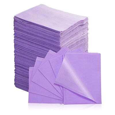 Purple Triple Layer Disposable Dental, Tattoo Bibs 18x13 Pack of 500 - Image 1 of 4