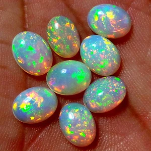 10x8 9x7 8x6 7x5 6x4 MM parte superior natural arco iris fuego ópalo etíope forma ovalada cabinas - Imagen 1 de 7