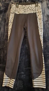 Apana Leggings Womens Small Black White Leopard Print Elastic Waist Logo Pull On - Picture 1 of 8