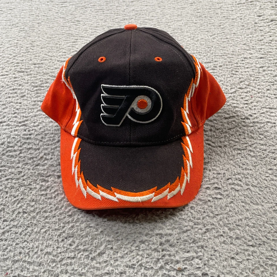 VINTAGE Philadelphia Flyers Hat Cap Big Logo Shark Tooth Adjustable NHL Orange - Image 1 of 4