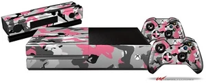 Sexy Girl Silhouette Camo Pink Skin Set fits XBOX One Console Controllers - Picture 1 of 2