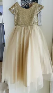 Amalee Children’s Size 4 Flower Girl/Special Occasion Dress -Gold Sequin/ Tulle - Picture 1 of 18