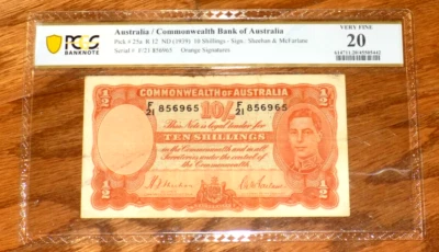 PCGS Commonwealth of Australia 10 Shilling Banknote ND(1939) p25a VF20 VERY FINE - Image 1 of 4