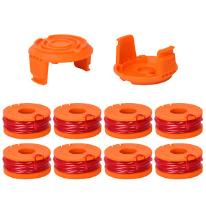 WORX WA0010 8Pack String Trimmer Spool Line+2pcs Cap Cover For Weed Eater Edger