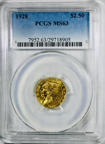 1928 Indian Head Quarter Eagle - PCGS  MS-63 - Mint State 63  - $2.50 Gold Cover