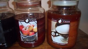 Goose Creek Toasty Hot Toddy and Apple Bourbon Large Jar Candles Rare