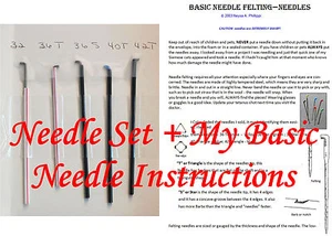 Needle Felting NEEDLES 32, 36T, 36S, 40T, 42T Set + My Basic Needle Instructions - Picture 1 of 1