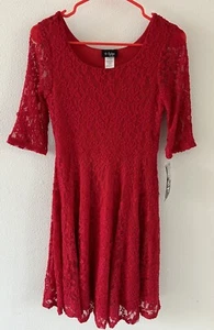 Made In USA 2-Hip by Wrapper Big Girls Sweet Lace Dress Size 16 Red - Picture 1 of 15