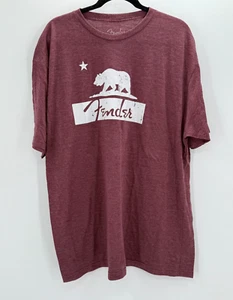 Fender Men's T-Shirt Short Sleeve Bear Burgundy Size 2XL New - Picture 1 of 5