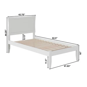 AFI Metro Twin XL Solid Wood Platform Bed with USB Charging Station in White - Picture 1 of 6