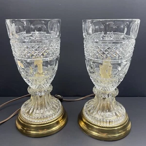 VTG Nathan Lagin Co Set Of 2 Genuine Hand Blown Crystal Glass Table Lamps WORK! - Picture 1 of 9