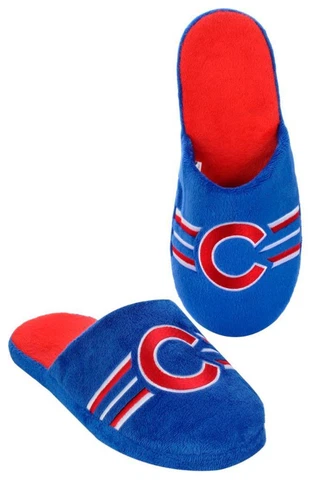 Chicago Cubs Size Medium Men's Stripe Slippers [NEW] MLB Slide Shoes House Cover