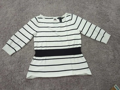 Suéter Top Casa Blanca Mercado Negro Mujer M Blanco Rayas Negro Banda Cintura Foto 1 de 4