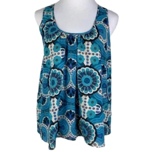 ANTHROPOLOGIE Blue Merlon Geometric Tank by Meadow Rue Medium - Picture 1 of 6