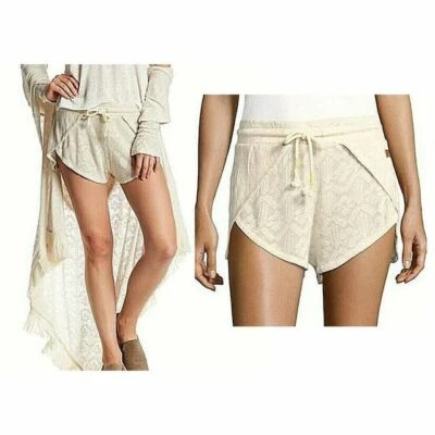 PEACE LOVE WOMEN'S CASUAL DRAWSTRINGWORLD ROSE SH0RTS SUMMER IVORY MRSP $68 - Image 1 of 3