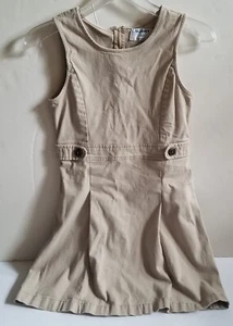 Old Navy Dress Jumper Girls Size L Beige Pleated Jumper Zipper Back Soft Fabric - Picture 1 of 3