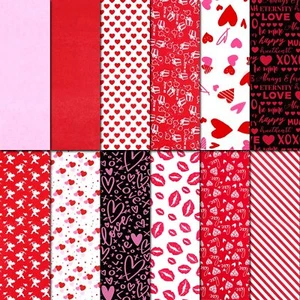 120 Sheets Valentines Tissue Paper Gift Wrapping Paper 12 Design Pink Red Hea... - Picture 1 of 7