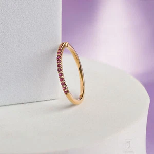 Ruby Half Eternity Handmade Band Ring - Picture 1 of 9