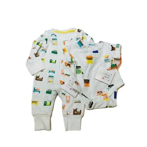 NWT Christian Robinson White Baby Print Bodysuit Pajama Lot Newborn - Picture 1 of 3
