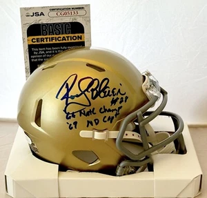Rocky Bleier signed Notre Dame Fighting Irish mini helmet W/ Inscriptions JSA - Foto 1 di 2