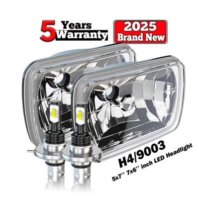 For International 4700 4900 8100 9900 9900I IX Pair 7x6"inch LED Headlight HI-LO - Image 1 of 4