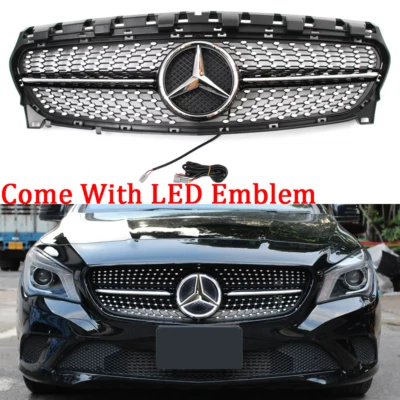 Grille Front Grill w/LED Emblem For Mercedes Benz 2013-2019 W117 CLA200 CLA250 Foto 1 de 4