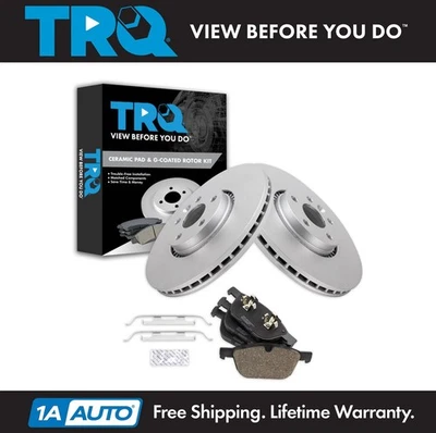 TRQ Front Ceramic Brake Pads & Rotors Kit Fits 2011-2015 Volvo XC60 - Image 1 of 4