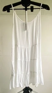 SIMPLY BE SLEEVELESS SUMMER DRESS SIZE 14 (UK) WHITE ADJUSTABLE STRAPS *NEW* - Picture 1 of 10