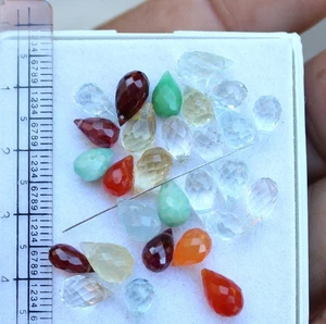 32,70 quilates Natural Surtido Piedras Preciosas Facetadas Briolette Lágrima Gota Gemas Sueltas Cuentas 28 - Imagen 1 de 4