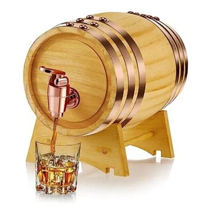 Confezione 2 Litri Botte Rovere Con Supporto Botte Legno Whisky Birra Vintage 1 - Foto 1 di 7