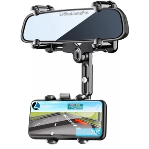 Rearview Mirror Phone Holder for Car, 360° Rotating Rear View Mount with Adju... - Picture 1 of 6