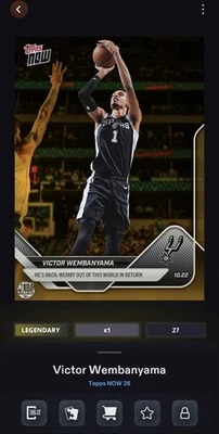 Victor Wembanyama Limited/50 NBA Coleccionar Topps AHORA 26 Foto 1 de 3