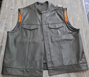 Men’s 3XL First Classics Leather Motorcycle Vest – Black Genuine Leather,... - Picture 1 of 6