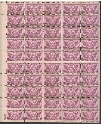 USA #775 - Full Sheet of 50, Pl 21467, Centennial Michigan State Seal 3¢ VF MNH* - Image 1 of 4